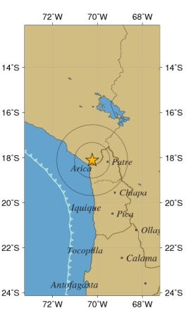Sismo de mediana intensidad en las regiones de Arica Parinacota y Tarapacá