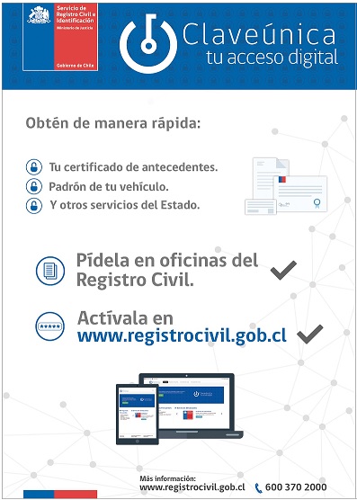 Registro Civil invita a solicitar y activar la Clave Única para realizar trámites en linea