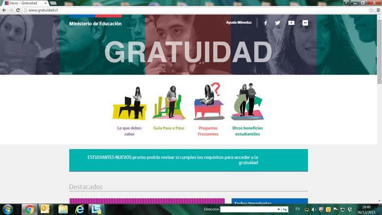 Mineduc lanza página web con información sobre la gratuidad 2016