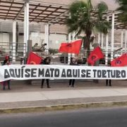 JJCC realizan intervención social en frontis de lo que fuera  centro de tortura y detención, Regimiento Telecomunicaciones