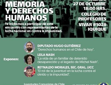 Legado de Michel Nash, DDHH en el Chile de hoy y el rol de la juventud serán ejes temáticos de jornada Por la Memoria y los Derechos Humanos