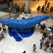 Con ballena a escala real, confeccionada en plástico promueven conciencia para el cuidado del ecosistema marino
