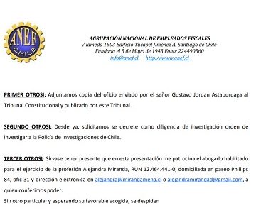 ANEF apunta la mira a la ANI y TC y denuncia ante el Fiscal Abbott intercambio de oficios con información de Inteligencia
