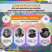 Convocan a conversatorio sobre necesidad de garantizar escaños reservados para los pueblos originarios