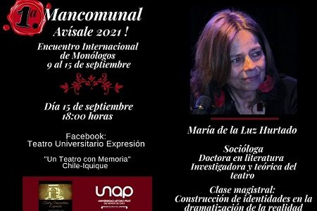 del 9 al 15 de septiembre se realizará la “Primera Mancomunal Teatral, Avísale, 2021. Encuentro Internacional de Monólogos”
