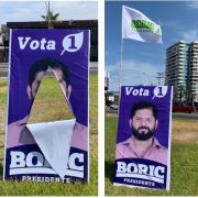 Nuevo acto de vandalismo e intolerancia política. Ahora destruyen carteles de Gabriel Boric en la costanera