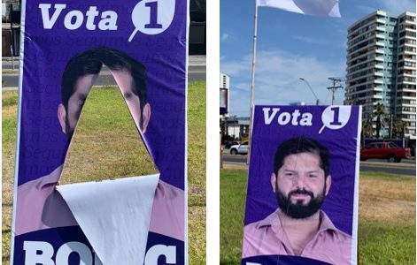 Nuevo acto de vandalismo e intolerancia política. Ahora destruyen carteles de Gabriel Boric en la costanera