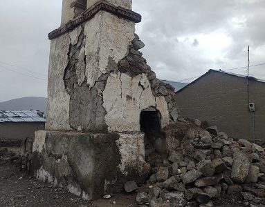 Lluvias estivales destruyen el campanario de 173 años, de la iglesia de Enquelga, comuna deColchane