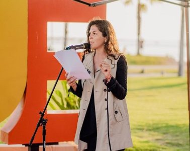 Presidente Nacional de Comunes, vino a lanzar campaña de candidata a consejera constitucional, Romina Ramos