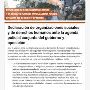 Organizaciones sociales y de DDHH, reaccionan ante agenda policial conjunta entre gobierno y oposición