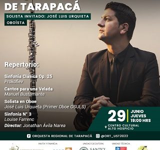 Orquesta Regional de Tarapacá trae a Iquique y A. Hospicio a oboista ganador del Premio Pulsar 2023, uno en Iquique y otro en Alto Hospicio