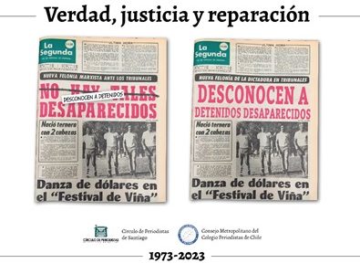 A 50 años: Colegio de Periodistas repara titulares de portadas de medios de prensa que ocultaron crímenes de la dictadura