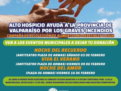 Municipalidad de Alto Hospicio solidariza con familias afectadas por incendio en la provincia de Valparaíso y realiza campaña de ayuda en la comuna
