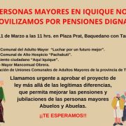 Adultas Mayores de Tarapacá convocan a movimiento social demandando que se logre acuerdo sustantivo en materia de Reforma a las Pensiones