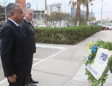 PDI Tarapacá conmemora Día del Mártir en su 91° Aniversario. Participan autoridades policiales y familias de las víctimas