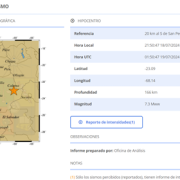Sismo de 7.3 grados en el epicentro en San pedro de Atacama, se sintió en cuatro regiones del país