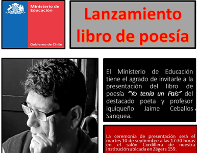 Profesor y poeta iquiqueño Jaime Ceballos, re-lanza libro de poemas “Yo tenía un país, que refleja sus sentires tras la dictadura, años 80 y 90