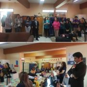 Profesores del Instituto Comercial Baldomero Wolnitzky , en protesta por el equipo directivo del establecimiento