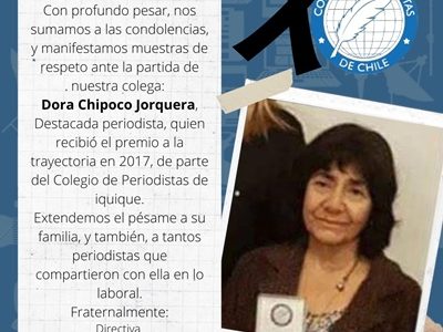 Esta tarde de domingo, será sepultada la periodista Dora Chipoco Jorquera, en Cementerio Parque del Sendero