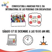 Convocan a marcha en conmemoración del Día Mundial de la Discapacidad. Iniciativa busca crear conciencia social y promover la igualdad de derechos