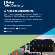 Entre el 27 de octubre y diciembre de este año, se realizarán obras de reparación estructural, en el Paso Inferior «Gabriela Mistral», Ruta 16, Alto Hospicio
