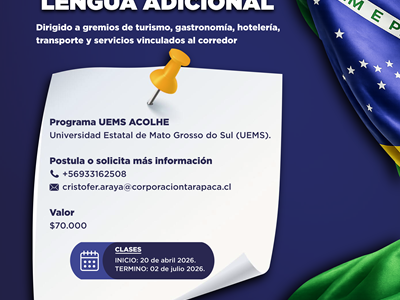 Corporación Regional de Desarrollo Tarapacá y UEMS abren convocatoria para curso de lengua portuguesa