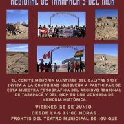 Comité Memoria Mártires del Salitre 1925 convoca a muestra fotográfica del Archivo Regional de Tarapacá y del INDH