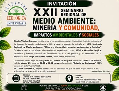 Fraternidad Ecológica Universitaria lanza el XXII Seminario Regional “Minería y Comunidad: Impactos Ambientales y Sociales”