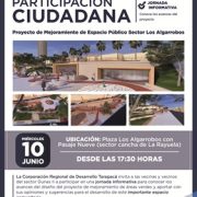 Convocan a encuentro informativo a vecinos de Dunas 2 sobre avances de proyecto de  mejoramiento del espacio público
