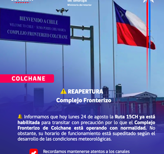 Delegación de El Tamarugal informa de apertura de la Ruta Ch. y del Complejo Fronterizo de Colchane