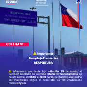Complejo fronterizo de Colchane, se encuentra abierto desde este miércoles, en horario normal