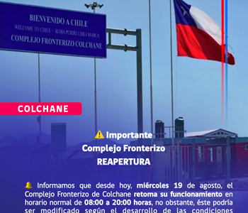 Complejo fronterizo de Colchane, se encuentra abierto desde este miércoles, en horario normal