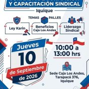 Central Autónoma de Trabajadores convoca a dirigentes de Tarapacá a jornada de capacitación sobre Ley Karin y liderazgo sindical en Iquique