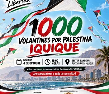 El próximo domingo 4, en el sector Banderas de Playa Brava el cielo de Iquique se llenará de colores, esperanza y solidaridad con Palestina